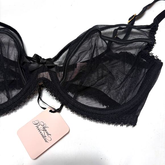 AGENT PROVOCATEUR NWT Cruz Mesh Plunge Underwired Bra in Black Size 34E - Picture 8 of 12